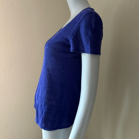EILEEN FISHER 100% Organic Linen Tee Top Purple Blue Lightweight Summer Size PP - Picture 11 of 16